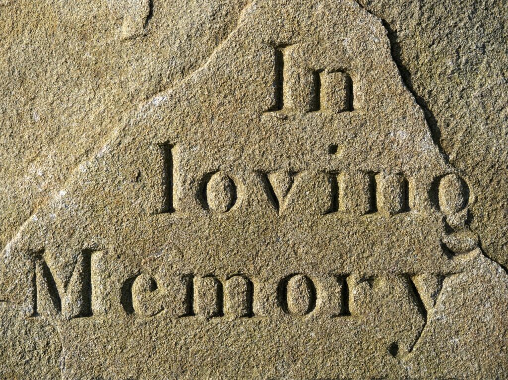Tombstone with "in loving memory"